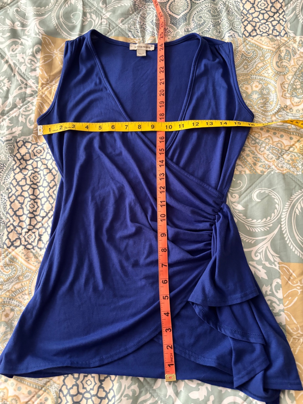 BOSTON PROPER Bright Royal Blue Wrap-Style Sleeveless Top, size XS - Picture 12 of 12